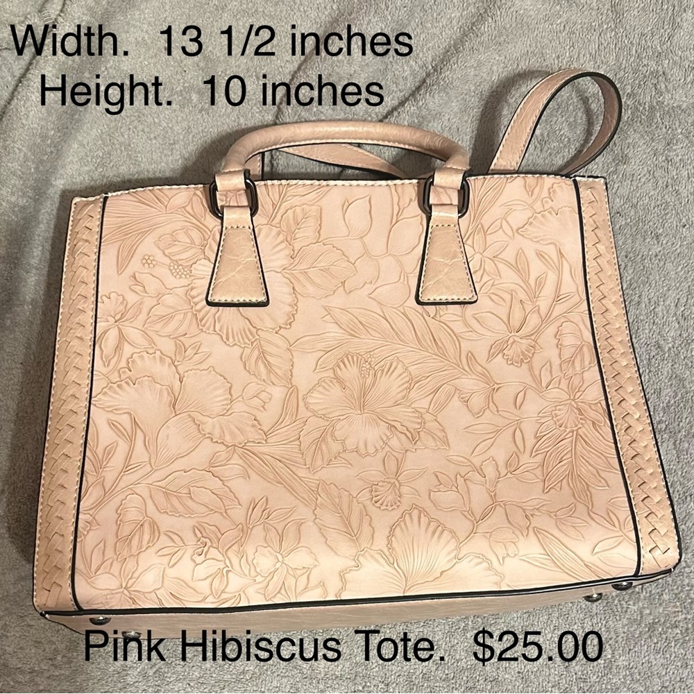 Pink Floral Embossed Tote Bag